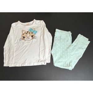 Girls Leopard Top & Dot Leggings – Gymboree 5T + Carters 5, Excellent Condition